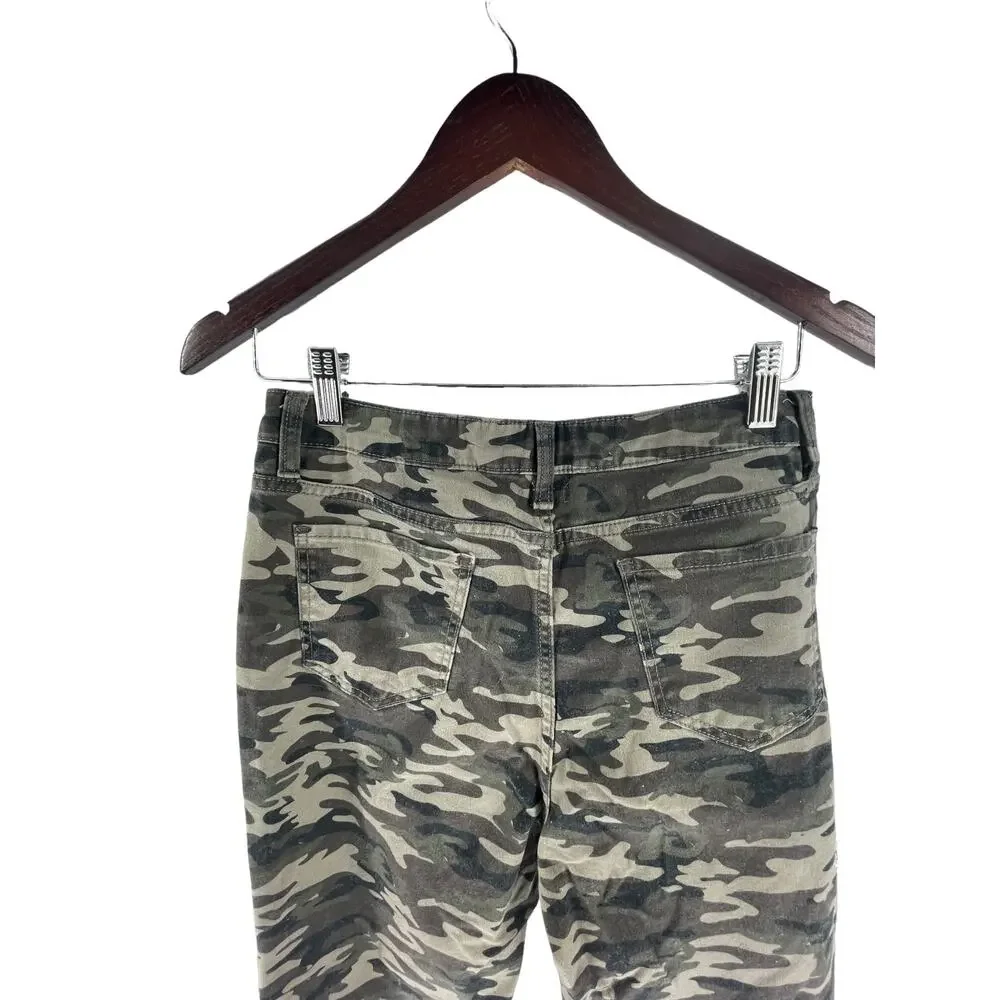No Boundaries Green Camo Camouflage Denim High Rise Skinny Jeans Juniors Size 11